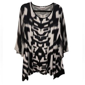 Peter Nygard women’s size XL optical illusion black and white blouse